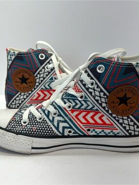 Converse Shoes M 6/W 8 Tribal Chevron Leather Chuck High Top Festival Geometric